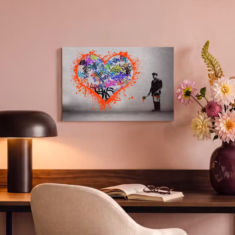Canvas schilderij - Hart - Graffiti - Man - Regenboog — 4