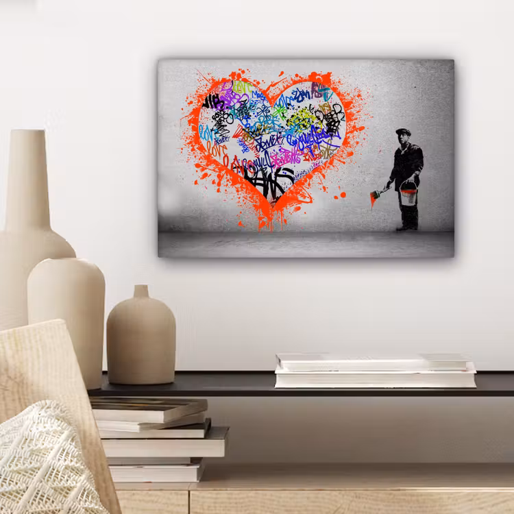 Canvas schilderij - Hart - Graffiti - Man - Regenboog — 5