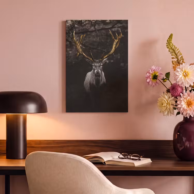 Canvas schilderij - Hert - Gewei - Goud — 4