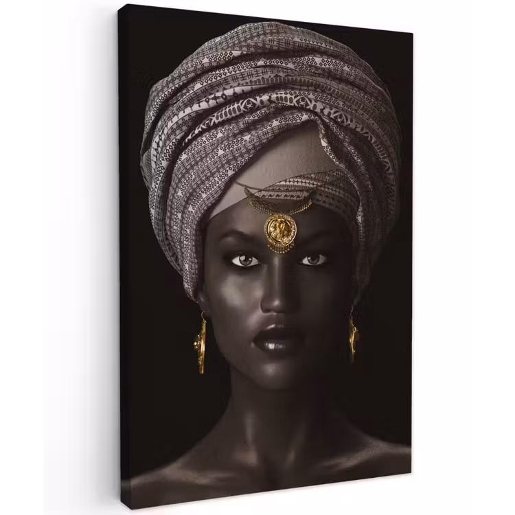 Canvas schilderij - Vrouw - Afrikaans - Goud — 1