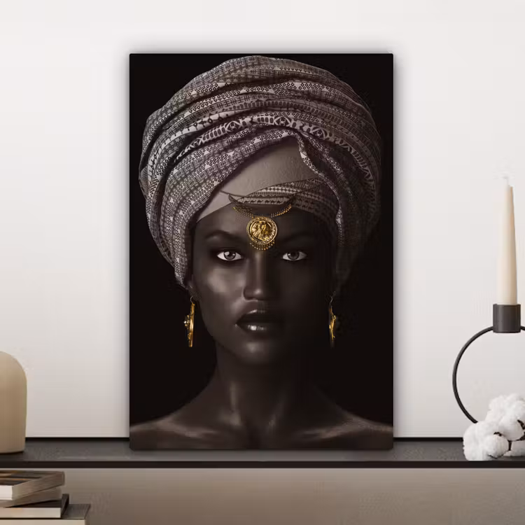 Canvas schilderij - Vrouw - Afrikaans - Goud — 5