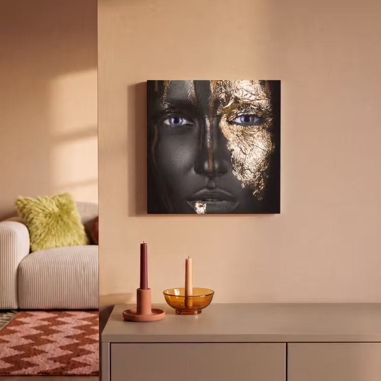 Canvas schilderij - Vrouw - Bladgoud - Black and Gold — 2