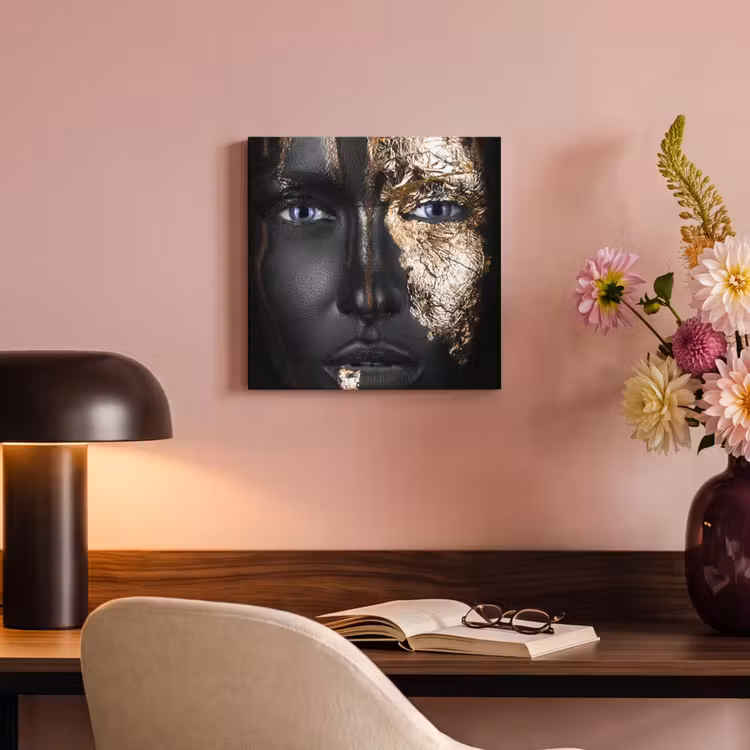 Canvas schilderij - Vrouw - Bladgoud - Black and Gold — 4