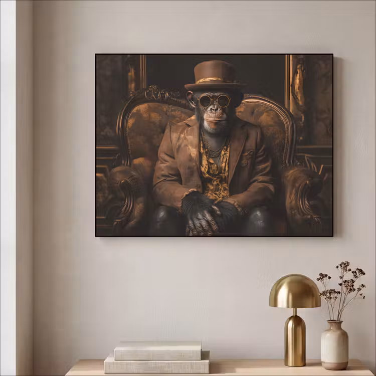 Art Frame - Chimpansee - Stoel - Pak - Bruin — 3
