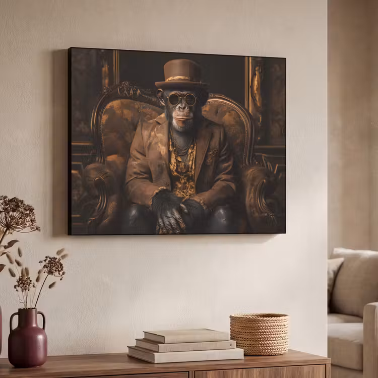 Art Frame - Chimpansee - Stoel - Pak - Bruin — 4
