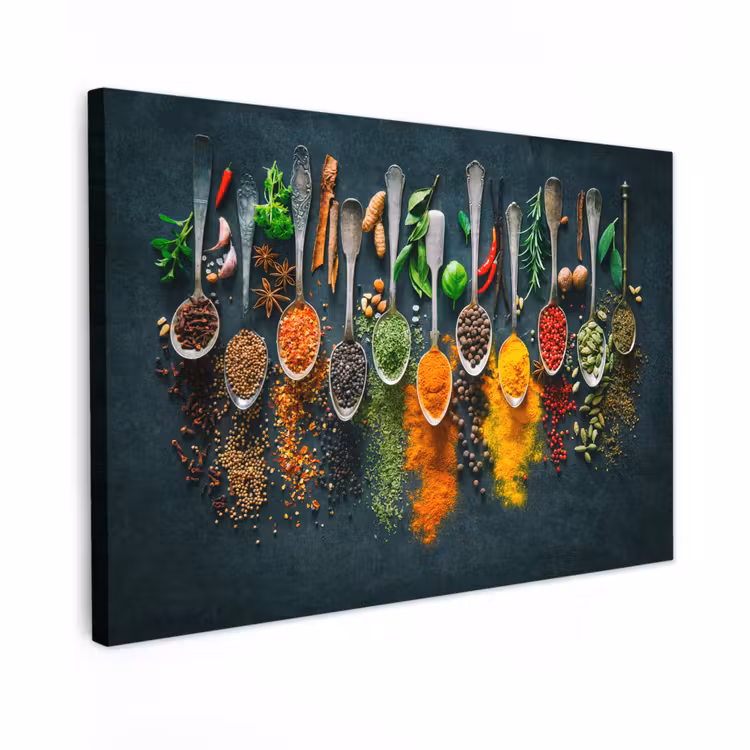 Canvas schilderij - Kruiden - Specerijen - Lepels — 1