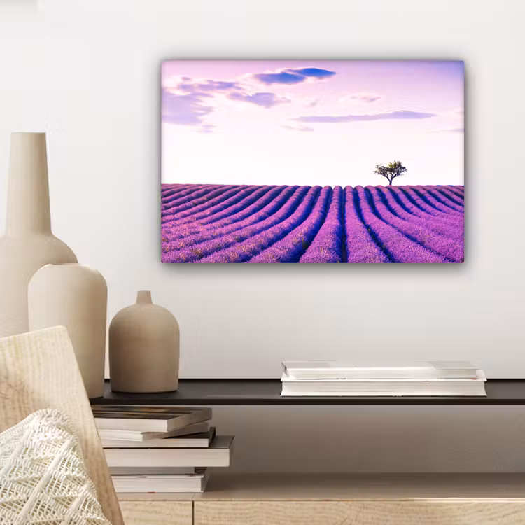 Canvas schilderij - Lavendel - Bomen - Paars - Bloemen — 5