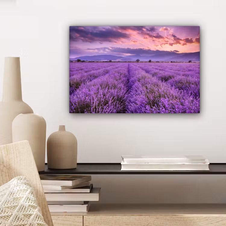 Canvas schilderij - Lavendel - Paars - Bloemen - Veld — 5