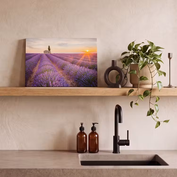 Canvas schilderij - Lavendel - Zonsondergang - Bloemen - Paars — 3