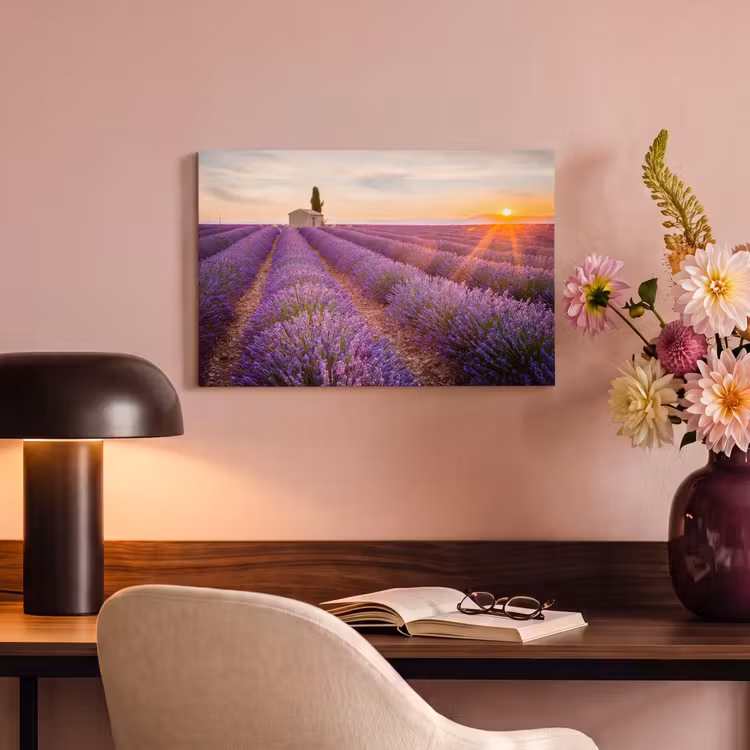 Canvas schilderij - Lavendel - Zonsondergang - Bloemen - Paars — 4