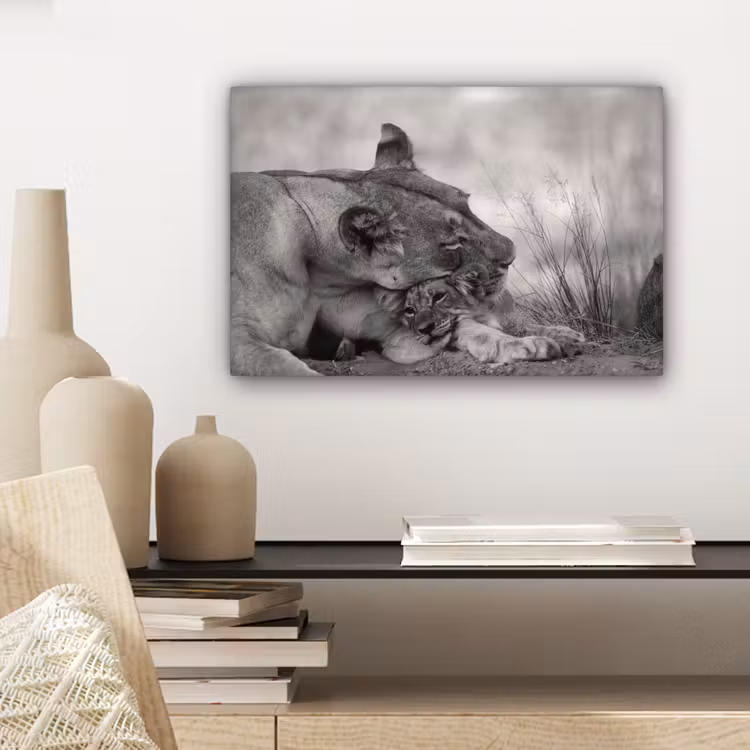 Canvas schilderij - Leeuwin - Welp - Zwart — 5