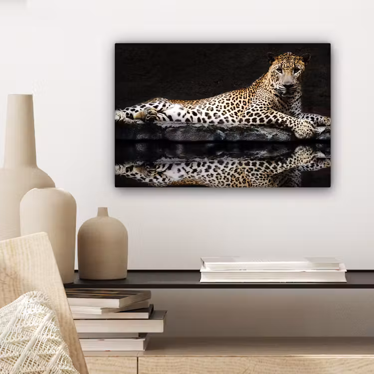 Canvas schilderij - Luipaard - Water - Bos — 5