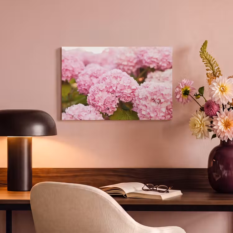 Canvas schilderij - Struik - Bloemen - Roze - Hortensia — 4