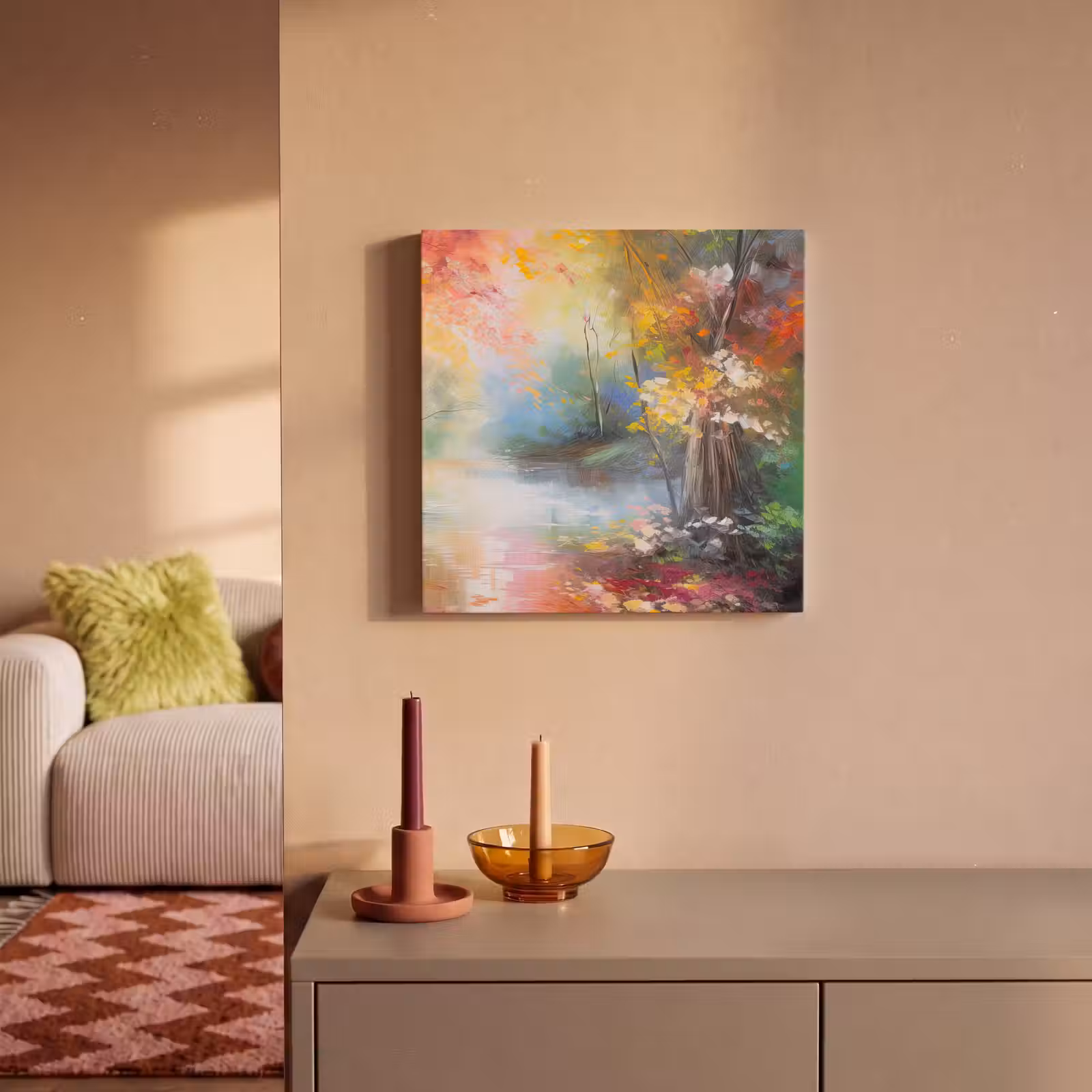 Canvas schilderij - Landschap - Olieverf - Kleurrijk - Natuur — 1