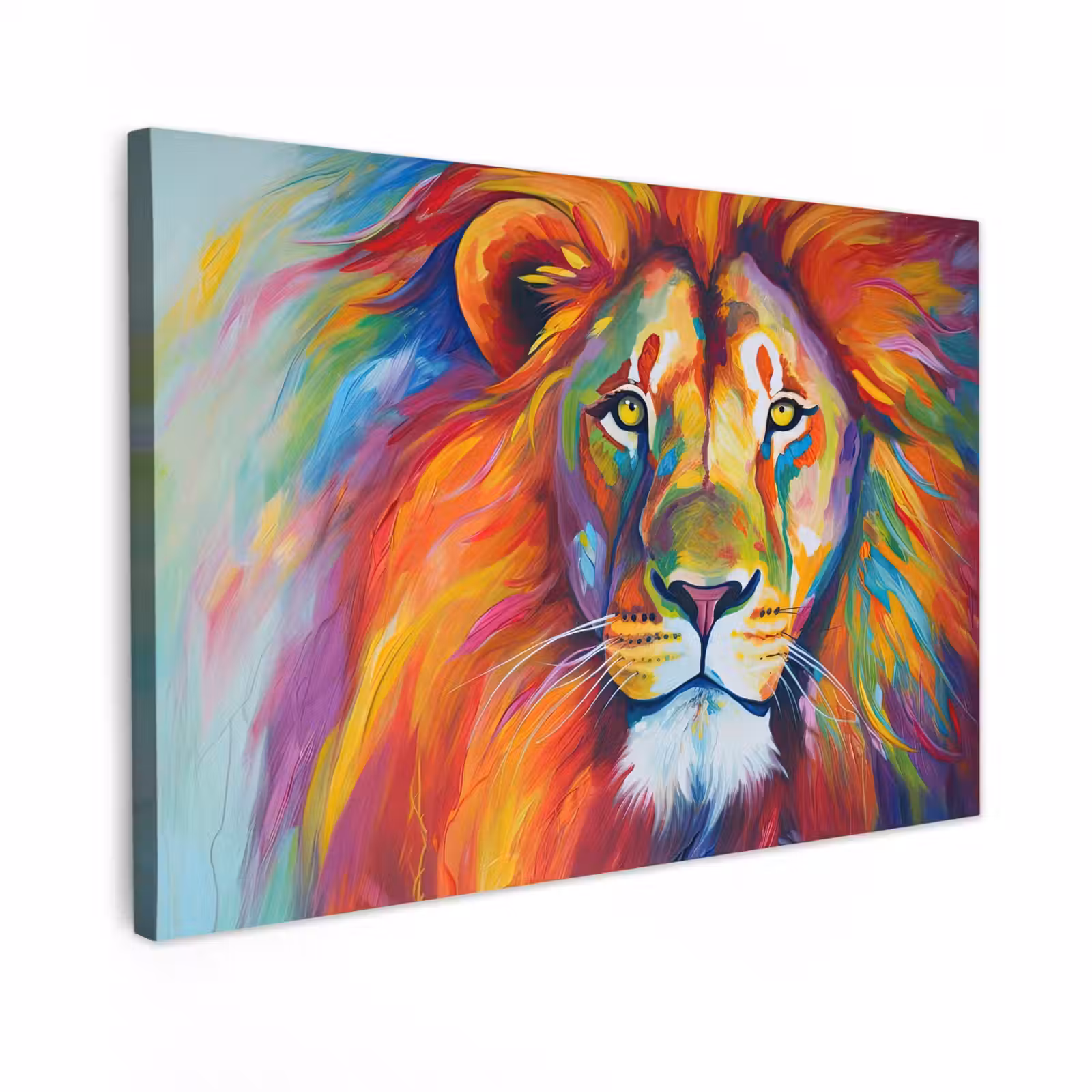 Canvas schilderij - Leeuw - Dieren - Olieverf - Regenboog — 1