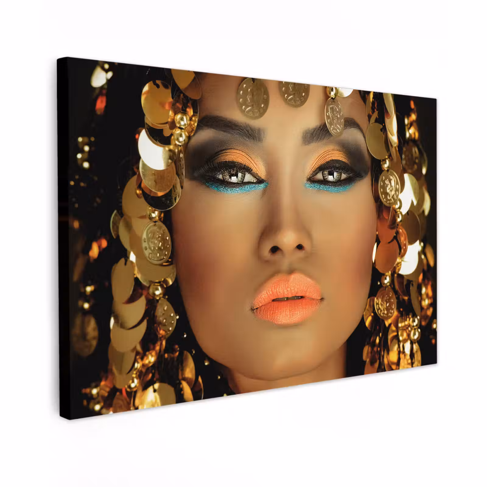 Canvas schilderij - Vrouw - Cleopatra - Goud - Sieraden - Make up - Luxe — 1