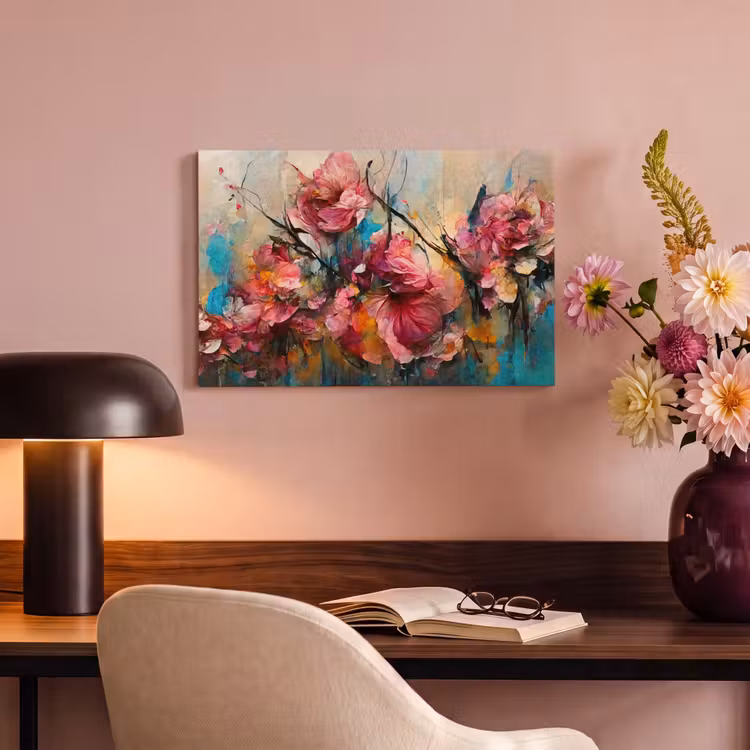 Canvas schilderij - Kunst - Bloemen - Roze - Rozen - Natuur — 4