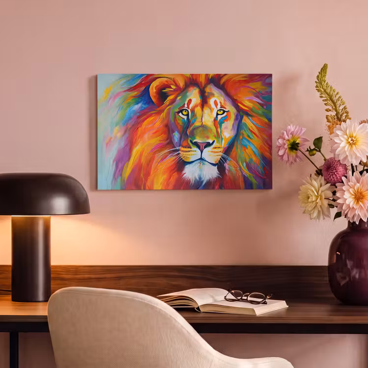 Canvas schilderij - Leeuw - Dieren - Olieverf - Regenboog — 4