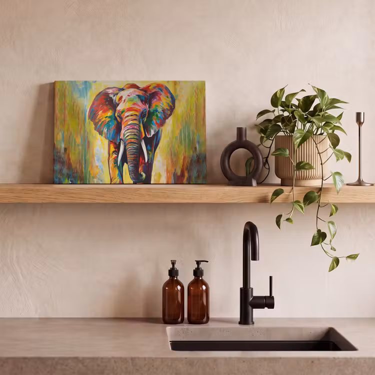 Canvas schilderij - Olifant - Kunst - Schilderij - Dieren - Regenboog — 3