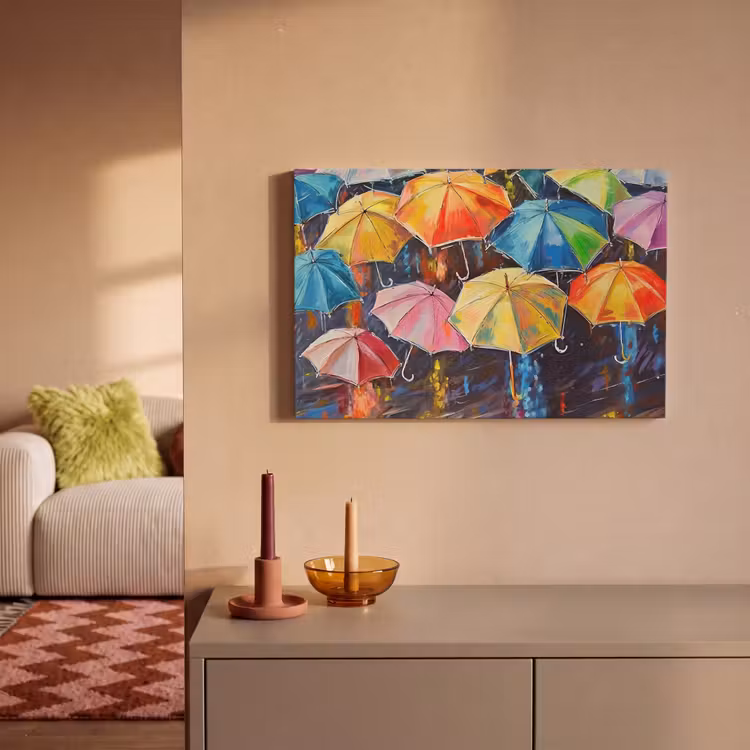 Canvas schilderij - Paraplu's - Schilderij - Kunst - Regenboog — 2