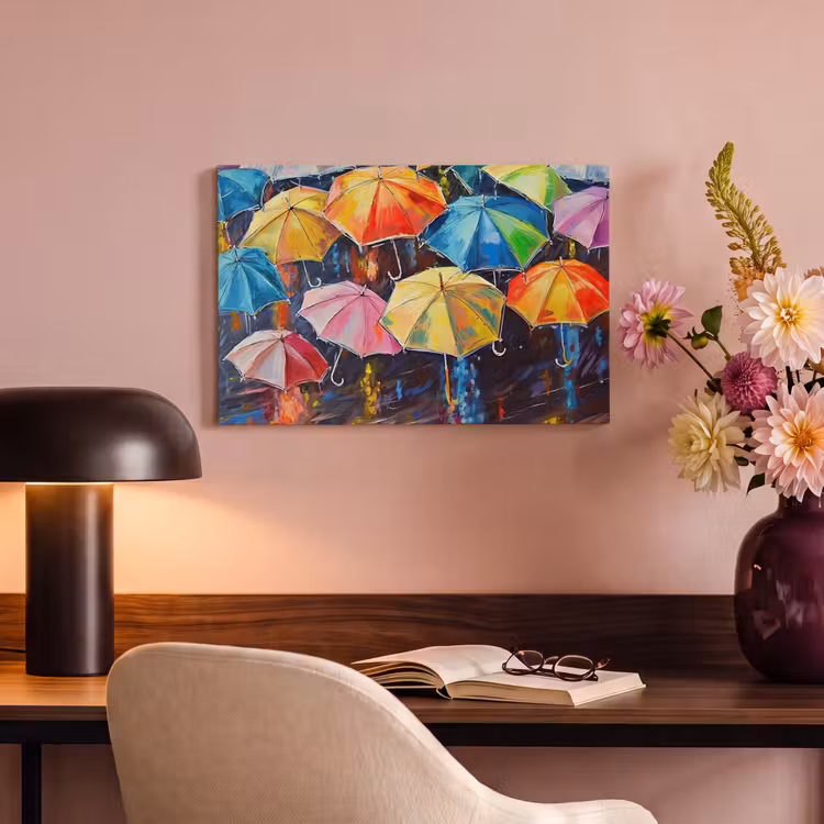 Canvas schilderij - Paraplu's - Schilderij - Kunst - Regenboog — 4