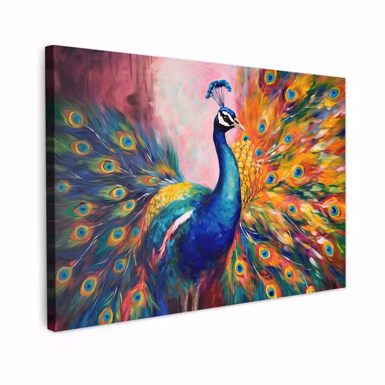 Canvas schilderij - Pauw - Dieren - Schilderij - Regenboog — 1