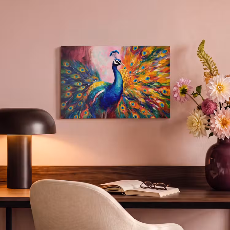 Canvas schilderij - Pauw - Dieren - Schilderij - Regenboog — 4