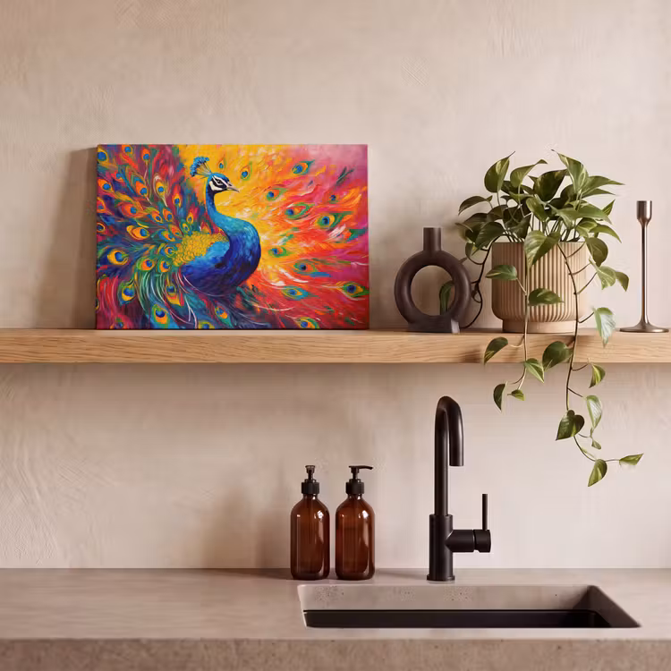 Canvas schilderij - Pauw - Kunst - Schilderij - Pauwenveren — 3
