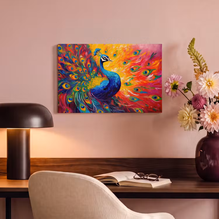 Canvas schilderij - Pauw - Kunst - Schilderij - Pauwenveren — 4