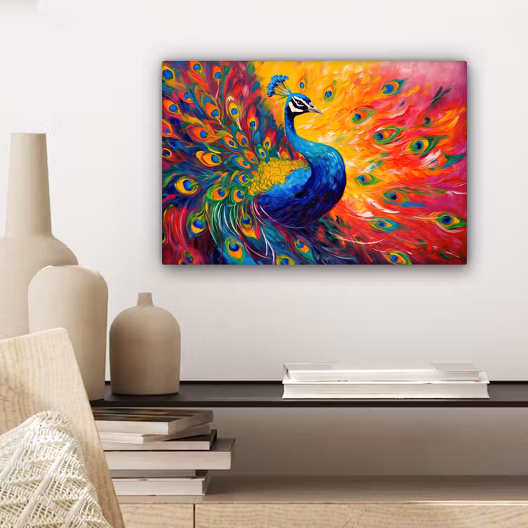 Canvas schilderij - Pauw - Kunst - Schilderij - Pauwenveren — 5