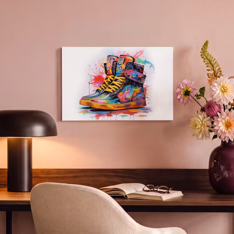 Canvas schilderij - Schoenen - Graffiti - Wit - Kleuren — 4