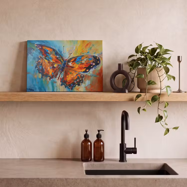 Canvas schilderij - Vlinder - Kleuren - Kunst - Schilderij — 3