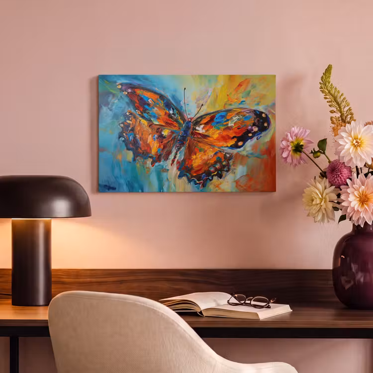 Canvas schilderij - Vlinder - Kleuren - Kunst - Schilderij — 4