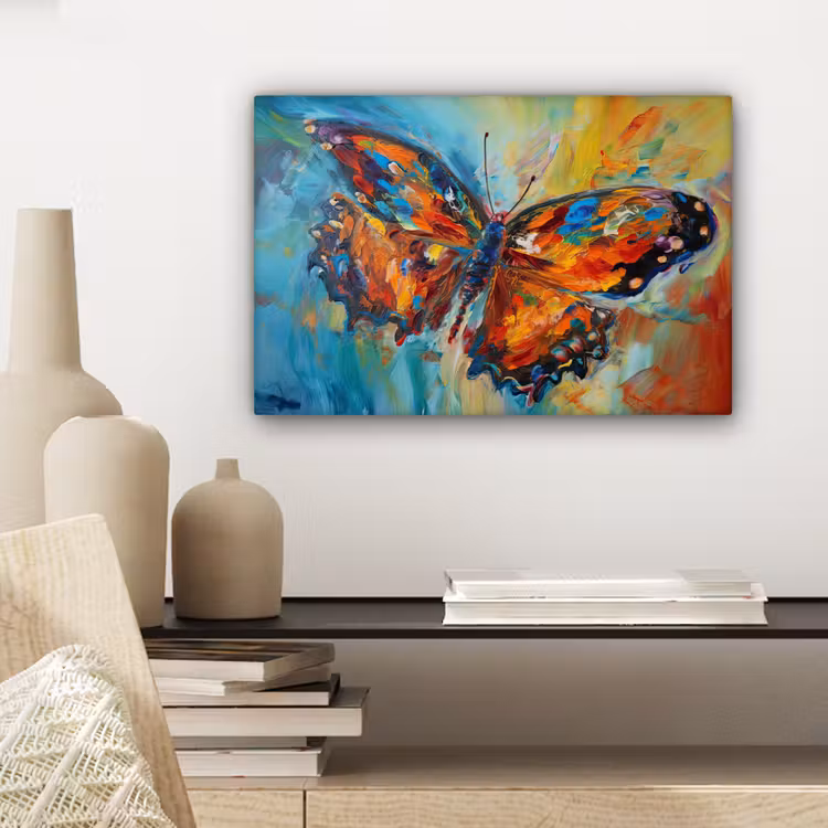 Canvas schilderij - Vlinder - Kleuren - Kunst - Schilderij — 5