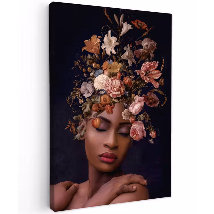 Canvas schilderij - Vrouw - Boeket - Make up — 1