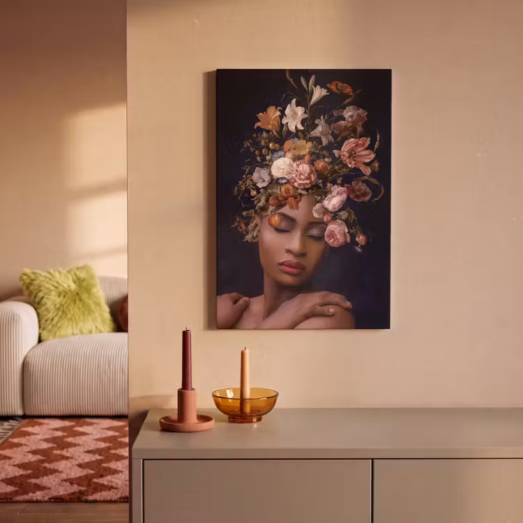 Canvas schilderij - Vrouw - Boeket - Make up — 2