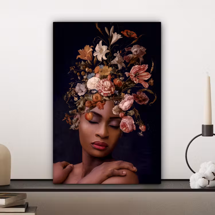 Canvas schilderij - Vrouw - Boeket - Make up — 5