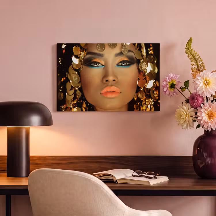 Canvas schilderij - Vrouw - Cleopatra - Goud - Sieraden - Make up - Luxe — 4