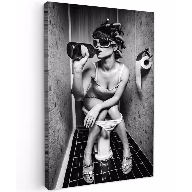 Canvas schilderij - Vrouw - Drank - Krulspelden — 1
