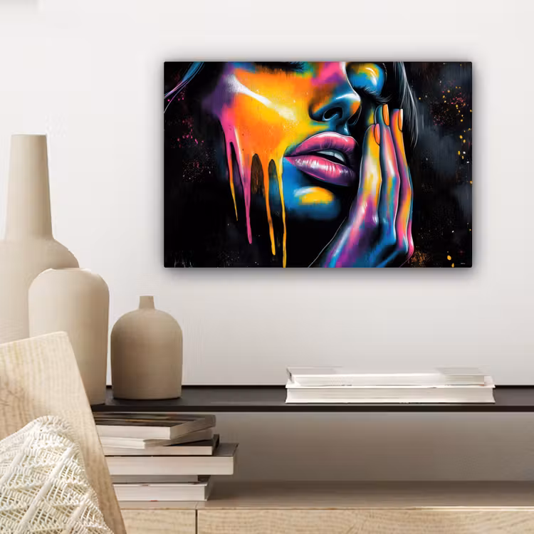 Canvas schilderij - Vrouw - Gezicht - Verf - Kunstzinnig — 5