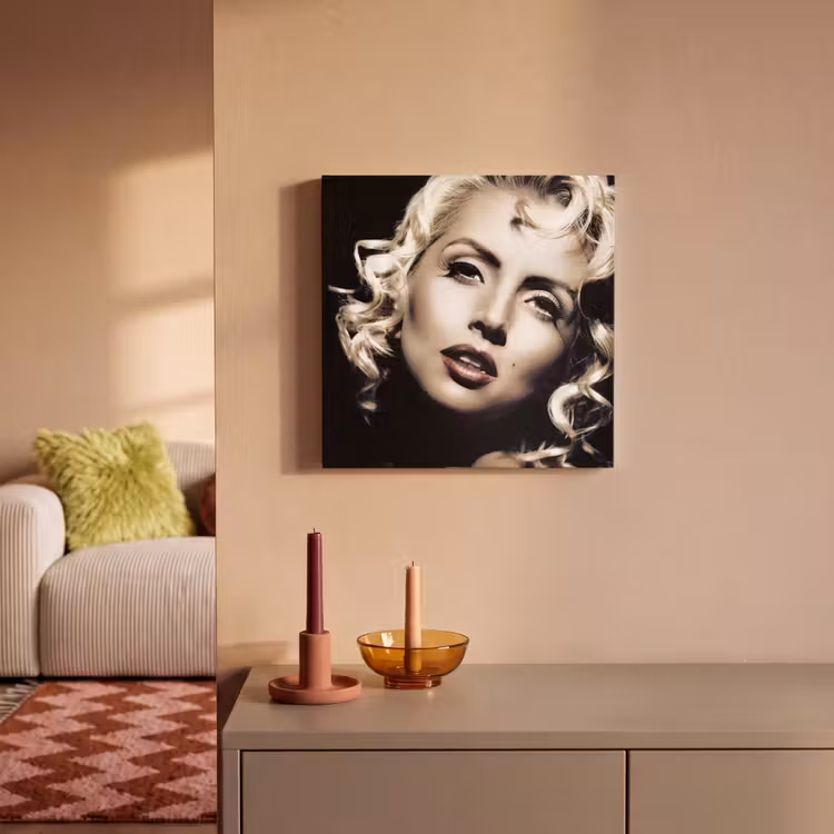 Canvas schilderij - Vrouw - Vintage - Lippenstift - Blond - Krullen — 2