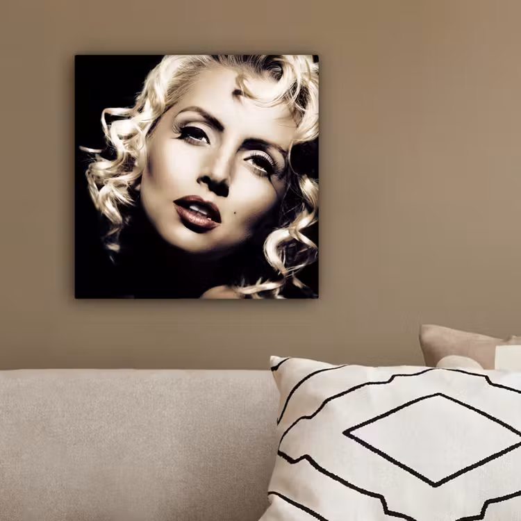 Canvas schilderij - Vrouw - Vintage - Lippenstift - Blond - Krullen — 3