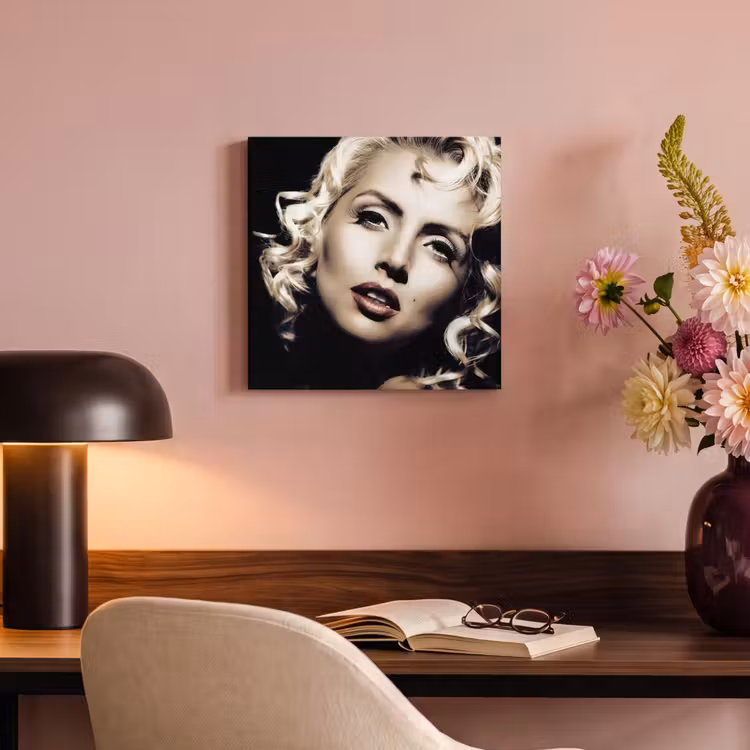 Canvas schilderij - Vrouw - Vintage - Lippenstift - Blond - Krullen — 4