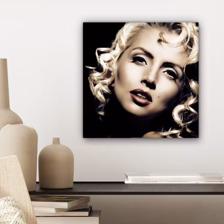Canvas schilderij - Vrouw - Vintage - Lippenstift - Blond - Krullen — 5