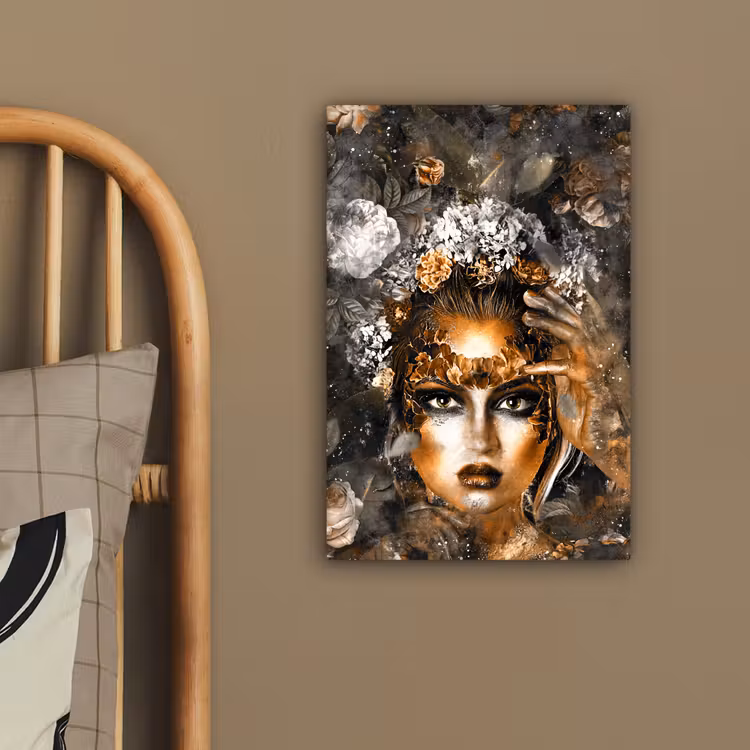 Canvas schilderij - Vrouwen - Bloemen - Goud — 3