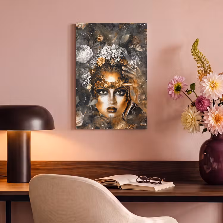 Canvas schilderij - Vrouwen - Bloemen - Goud — 4