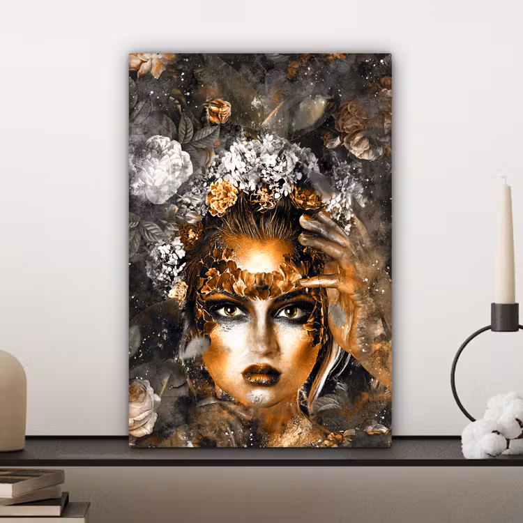 Canvas schilderij - Vrouwen - Bloemen - Goud — 5