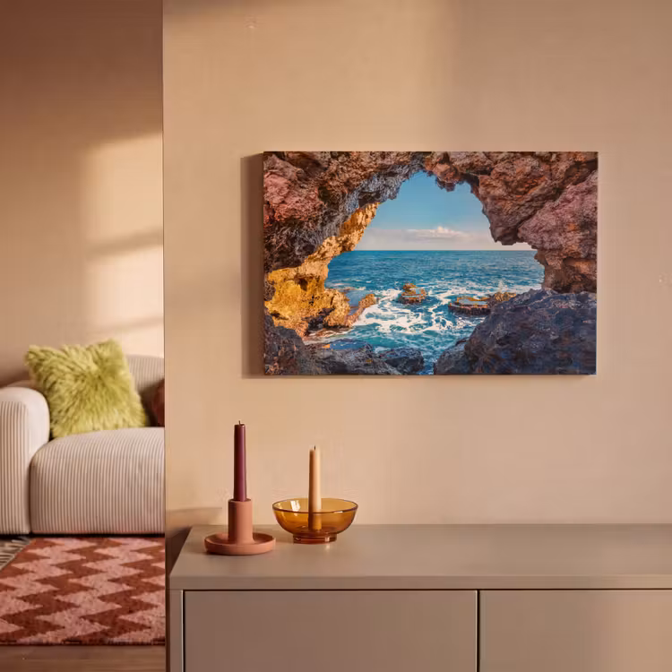 Canvas schilderij - Grot - Zee - Rotsen - Natuur — 1