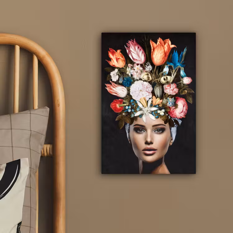 Canvas schilderij - Vrouw - Kleurrijk - Bloemen — 3