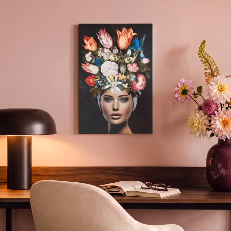 Canvas schilderij - Vrouw - Kleurrijk - Bloemen — 4